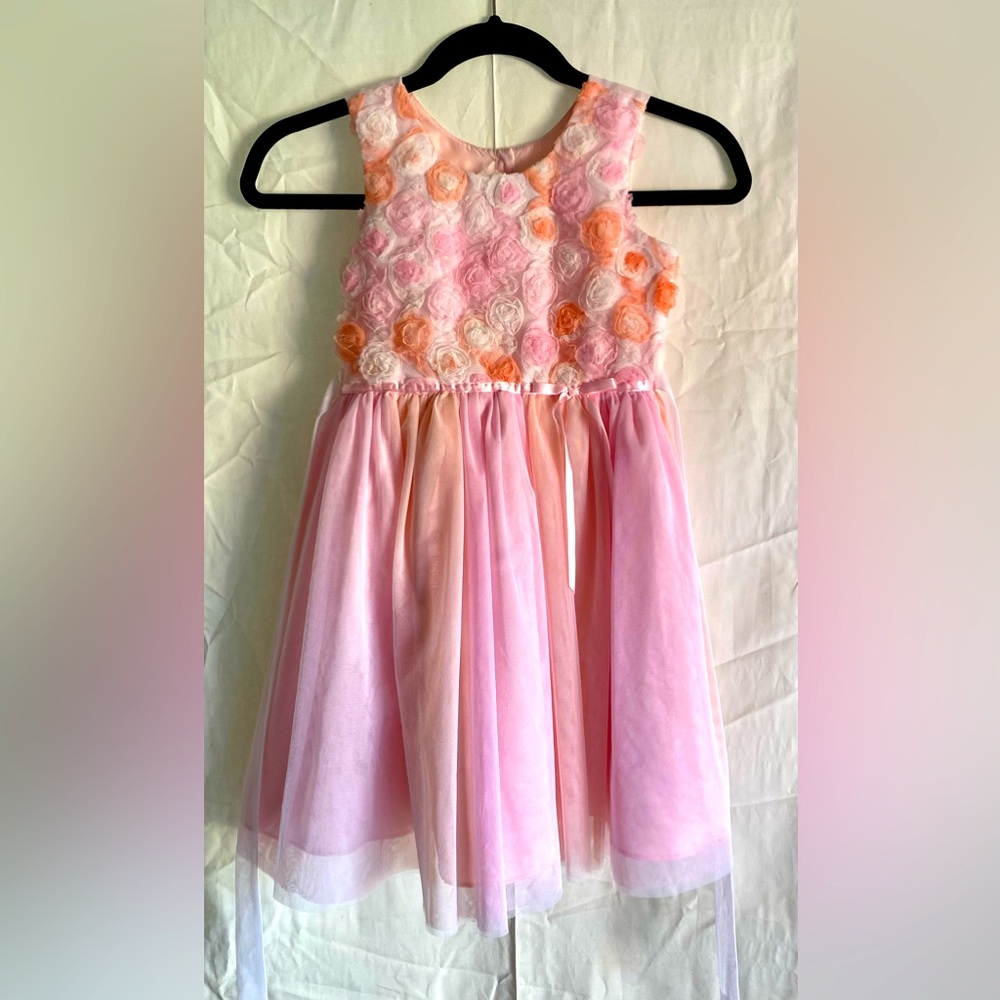 Jona Michelle girls size 6 dress white pink and peach